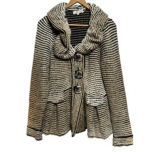 Avette SOFT M Knit Cardigan Mohair Blend 3D Ribbed Striped / Shawl Collar Button